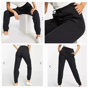 ❤️NWT!❤️ ADIDAS RIBBED TERRY FRENCH TAPERED SWEATPANTS JOGGERS Black Large L